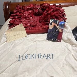 Rare Red Ruffled Leather Lockheart Purse